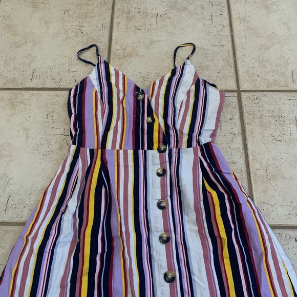 JustFab Multi-Color Striped Spaghetti Strap Dress - Picture 2 of 9